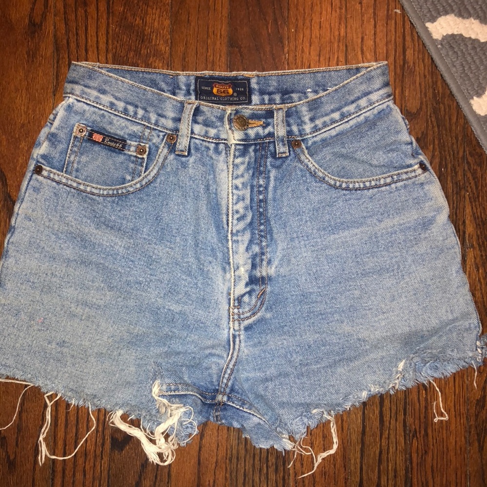 High waisted denim shorts